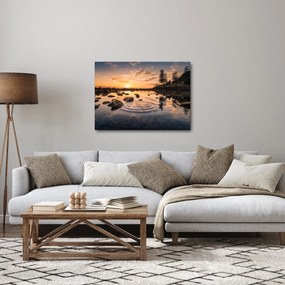Obraz - Západ slnka pri jazere (70x50 cm)