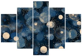 Obraz - Modro-zlaté krúžky (150x105 cm)