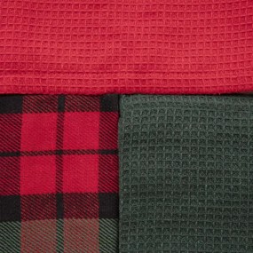 Sada kuchynských utierok TARTAN červená / zelená 870557
