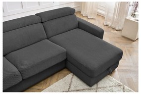 Tmavosivá menčestrová rozkladacia rohová pohovka (variabilná) Monaco – Bobochic Paris