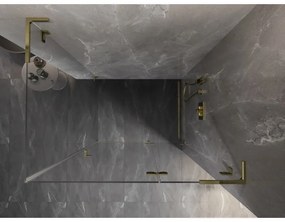 Mexen Lunar, L výklopný sprchový kút pravý 80 x 70 cm, 8mm číre sklo, zlatý profil, 834L-080-070-50-00-P