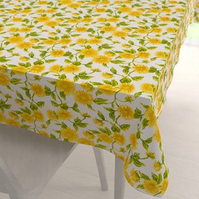 Biante Bavlnený obdĺžnikový obrus Sandra SA-602 Slnečnice na bielom 50x100 cm