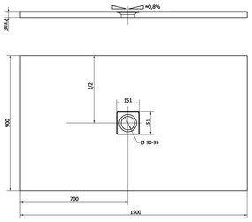 Polysan Polysan, FLEXIA sprchová vanička z liateho mramoru s možnosťou úpravy rozmeru 150x90x3cm, 72898