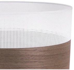 Závesné svietidlo Wood, 1x hnedá orechová dýha/biele PVC tienidlo, (fi 44cm)