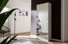Zrkadlová viacúčelová skriňa s policami Mirror, 74 cm, biela