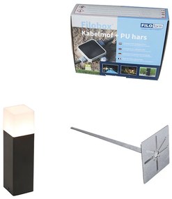 Vonkajšia záhradná lampa čierna s opálovým sklom 30 cm s kolíkom a káblovou svorkou - Denmark