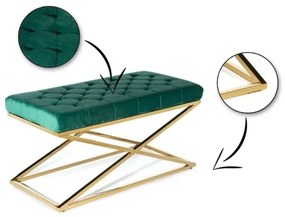 Prešívaná lavica SALIBA 50x97 cm zlatá/zelená