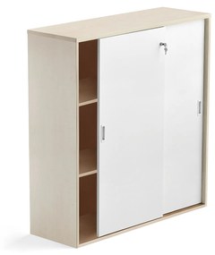 Kancelárska skriňa s posuvnými dverami MODULUS XL, 1200x1200mm, breza,biela