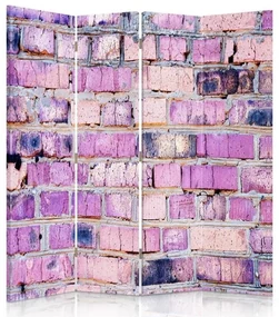 Gario Paraván Tehlová stena v ružovej farbe Rozmery: 145 x 170 cm, Prevedenie: Otočný paraván 360°