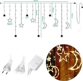 Dekoračná LED girlanda HVIEZDY A MESIACA - 2,5 m - teplá biela