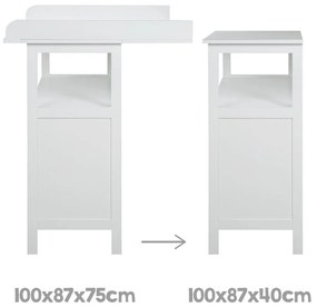 Biela detská komoda s prebaľovacím pultom 75x100x87 cm Hamburg – Roba