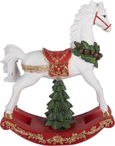 Christmas Decoration Figurine Rocking Horse 32x12x39 Cm White Plastic - 32*12*39 cm