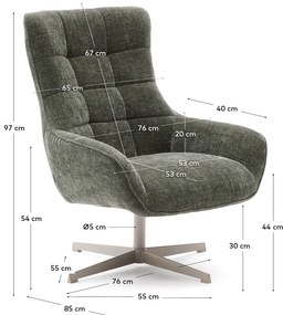 Otočné ženilkové kreslo sivozelené Teryl – Kave Home