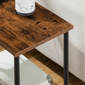 Odkládací stolek Houseland Lela s nabíjecí stanicí a USB hnědý/černý