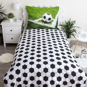 Zelené bavlnené detské obliečky na jednolôžko 140x200 cm Football – Jerry Fabrics