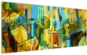 Obraz - Architektúra, kubistická abstrakcia (120x50 cm)