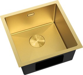 Mexen Trixo, 1-komorový nerezový drez 440 x 440 mm, brúsená zlatá, vzor voština, 6413441000-55HC