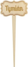 AMADEA Drevený zápich - ceduľka na bylinky Tymian, výška 20 cm, český výrobok