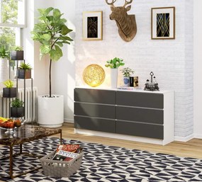 Komoda K160 6SZ CLP biela / sivá