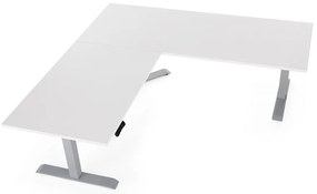 Výškovo nastaviteľný stôl OfficeTech Angle, 180 x 200 cm, sivá podnož, biela