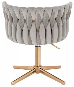 LuxuryForm DESIGN Stolička LYON VELUR na zlatom kríži - svetlo šedá