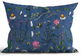 Bavlnená obliečka na vankúš Renforcé 40 × 60 cm - Herbár tmavo modrý