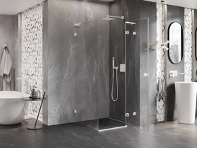 Mexen Lunar L, 1-krídlový sprchový kút, pravý, 90 x 90 cm, 8mm číre sklo, biely profil, 834L-090-090-20-00-P