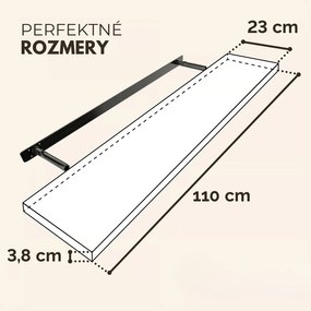 Nástenná polica FIGO + konzola, 110cm, čierna Casaria