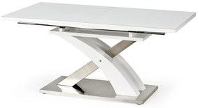Rozkladací jedálenský stôl Sandor 2 - biely lesk / nerezová