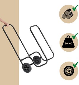 Vozík na palivové drevo AUREL, 56x45x105cm, čierna Gardebruk