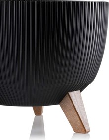 PLASTOVÝ KVETINÁČ ROSA LINEA ECO SADA 2KS 15X24,3 CM+18,3X29,2 CM ČIERNA