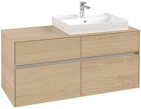 VILLEROY &amp; BOCH Collaro závesná skrinka pod umývadlo na dosku (umývadlo vpravo), 4 zásuvky, 1200 x 500 x 548 mm, Nordic Oak, C08300VJ