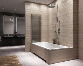 Dvojdielna vaňová zástena REA AGAT-2 80 cm, chróm/transparent