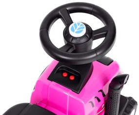 Ružový traktor NEW HOLLAND s vlečkou a náradim