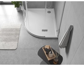 Mexen Flow, asymetrická štvrťkruhová sprchová vanička slim, ľavá 100 x 80 cm, biela lesklá, 46Q108010L