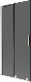 Mexen Velar, 2-krídlová posuvná vaňová zástena 95 x 150 cm, 8mm šedé sklo, brúsená oceľ, 896-095-000-41-97