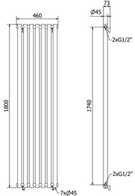 Mexen Texas, vykurovacie teleso 1800 x 460 mm, 719 W, biela, W203-1800-460-00-20