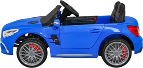 Ramiz Mercedes Benz AMG SL65 S elektrický pre deti Modrá + Diaľkové ovládanie + LED audio + Eco koža + EVA + Pomalý štart