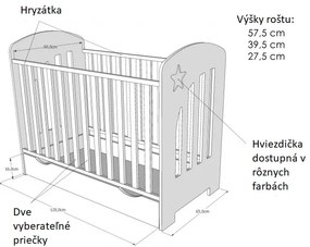 Detská postieľka STAR 120x60, so zásuvkou- VIAC FARIEB