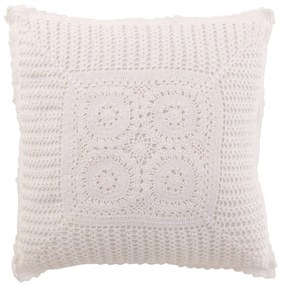 Biely bavlnený vankúš s čipkou Lace white - 43*10*43cm