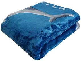 Teplá deka modrej farby s motívom delfínov