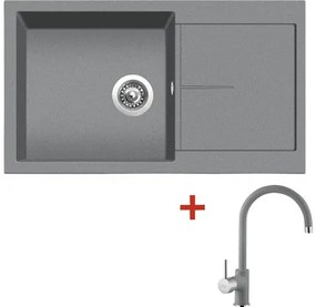 Granitový drez Sinks Infinity 860 s batériou Vitalia GR 500x860 mm šedý
