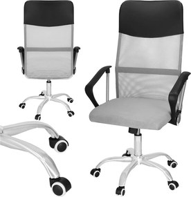 Kancelárska stolička Springos HF0032 – otočná, na kolieskach, sivo-čierna