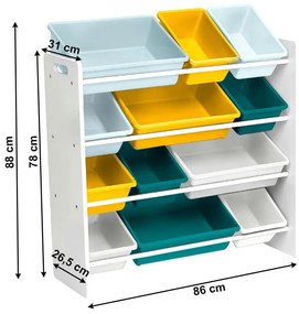 Tempo Kondela Organizér/regál na hračky, biela/viacfarebná, MADY