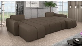 Čalúnená univerzálna rozkladacia sedacia súprava v tvare U NEWPORT hnedá