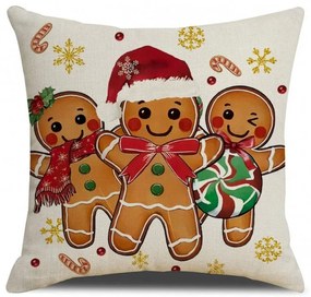 Vianočná obliečka na vankúš GINGERJOY 45x45 cm, béžová