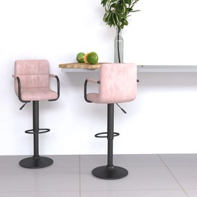Barové stoličky 2 ks ružové zamatové 334664