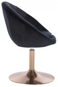 LuxuryForm DESIGN Kreslo VERA VELUR na zlatom tanieri - čierne