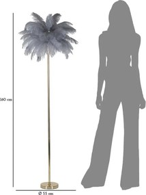 Stojacia lampa Palm 160 cm sivá/zlatá