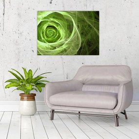 Sklenený obraz - Abstraktné ruže zelená (70x50 cm)